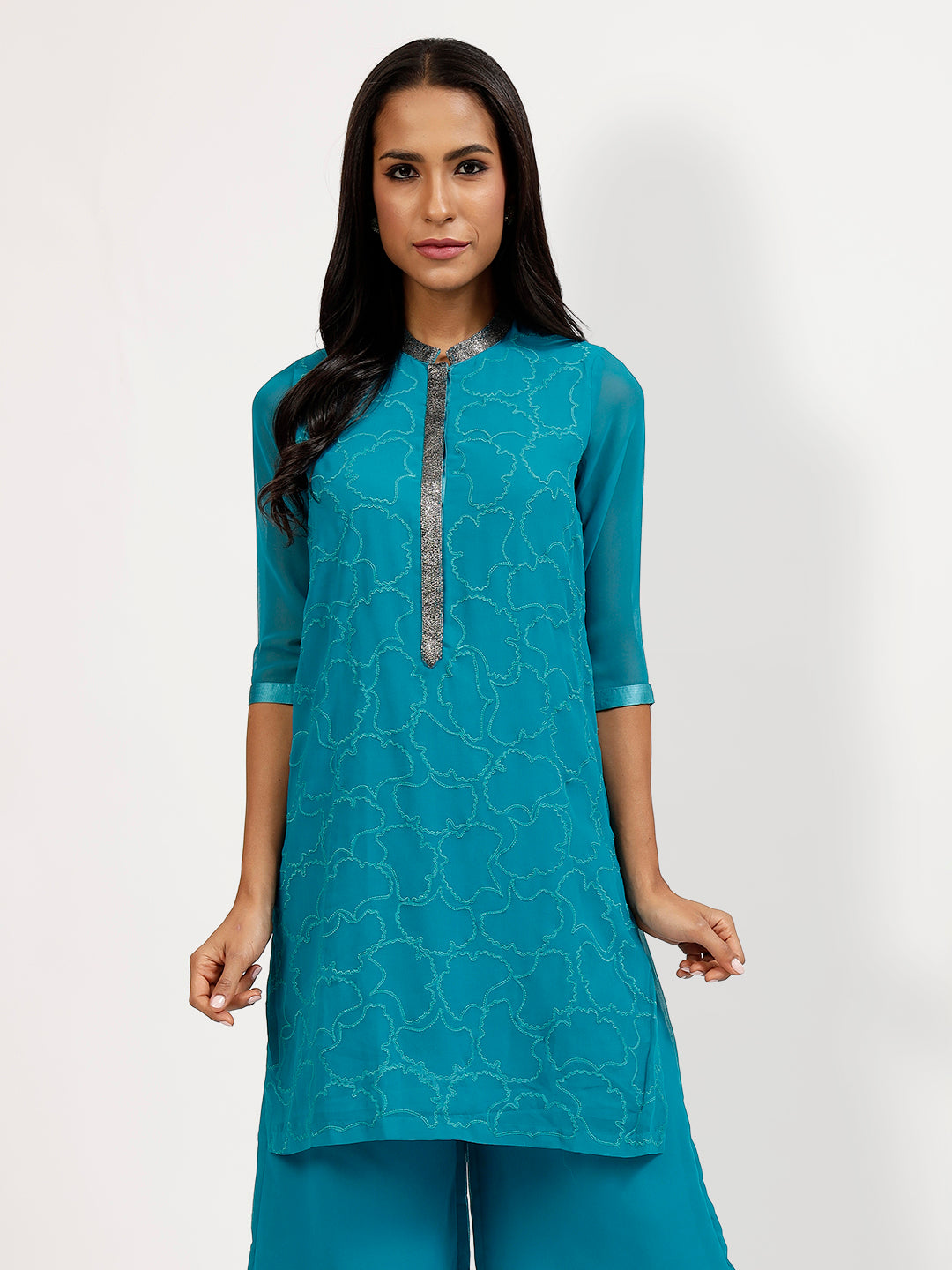 Buy Turquoise Georgette Tunic-1