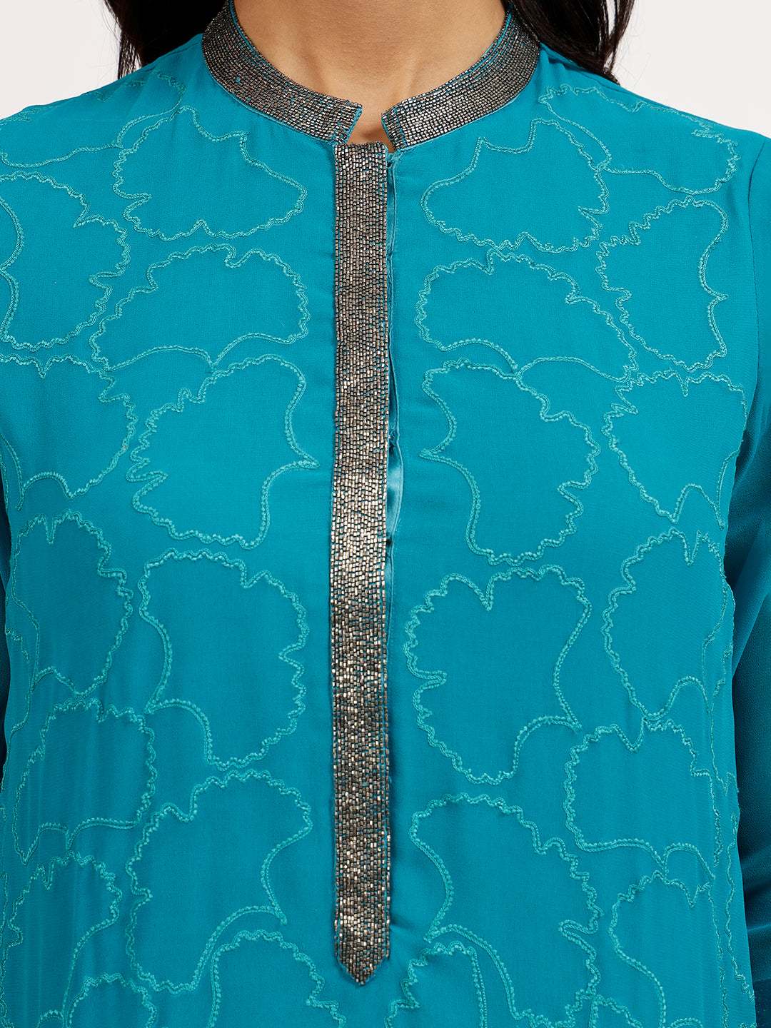 Buy Turquoise Georgette Tunic-4