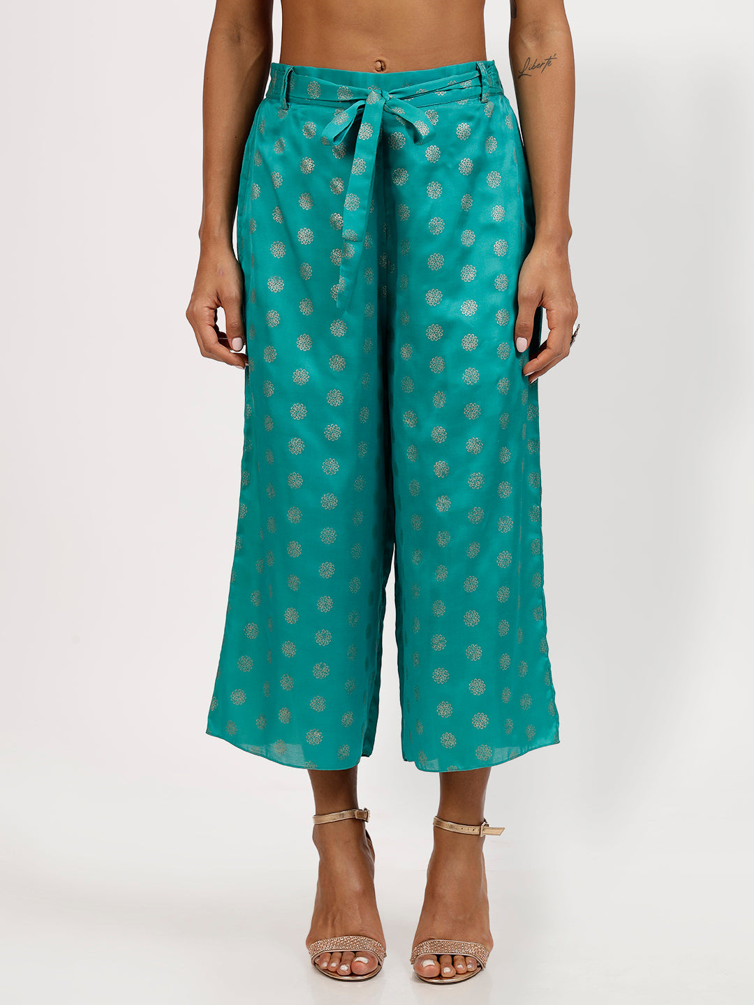Green Butti Print Palazzo