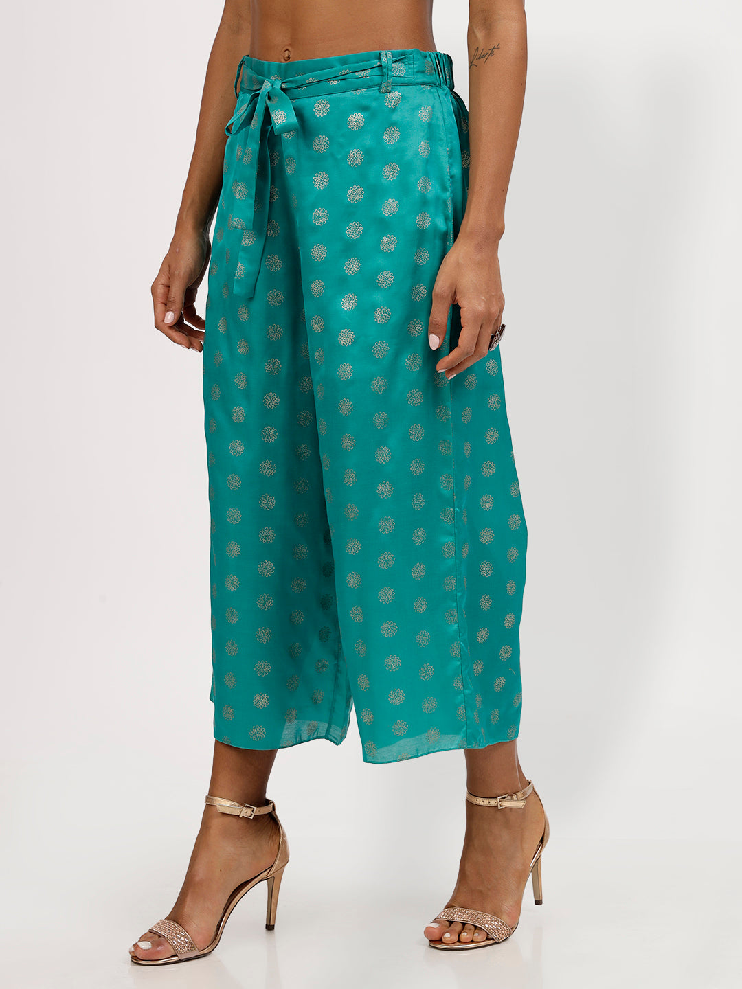 Green Butti Print Palazzo-1