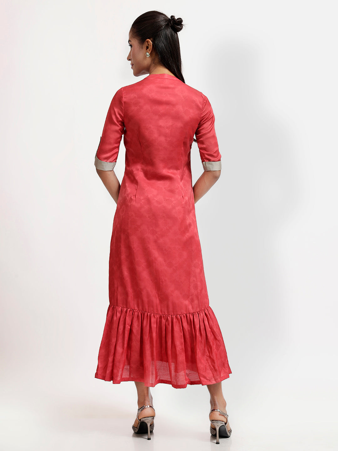 Red Tye & Dye Tunic With Side Gathers
