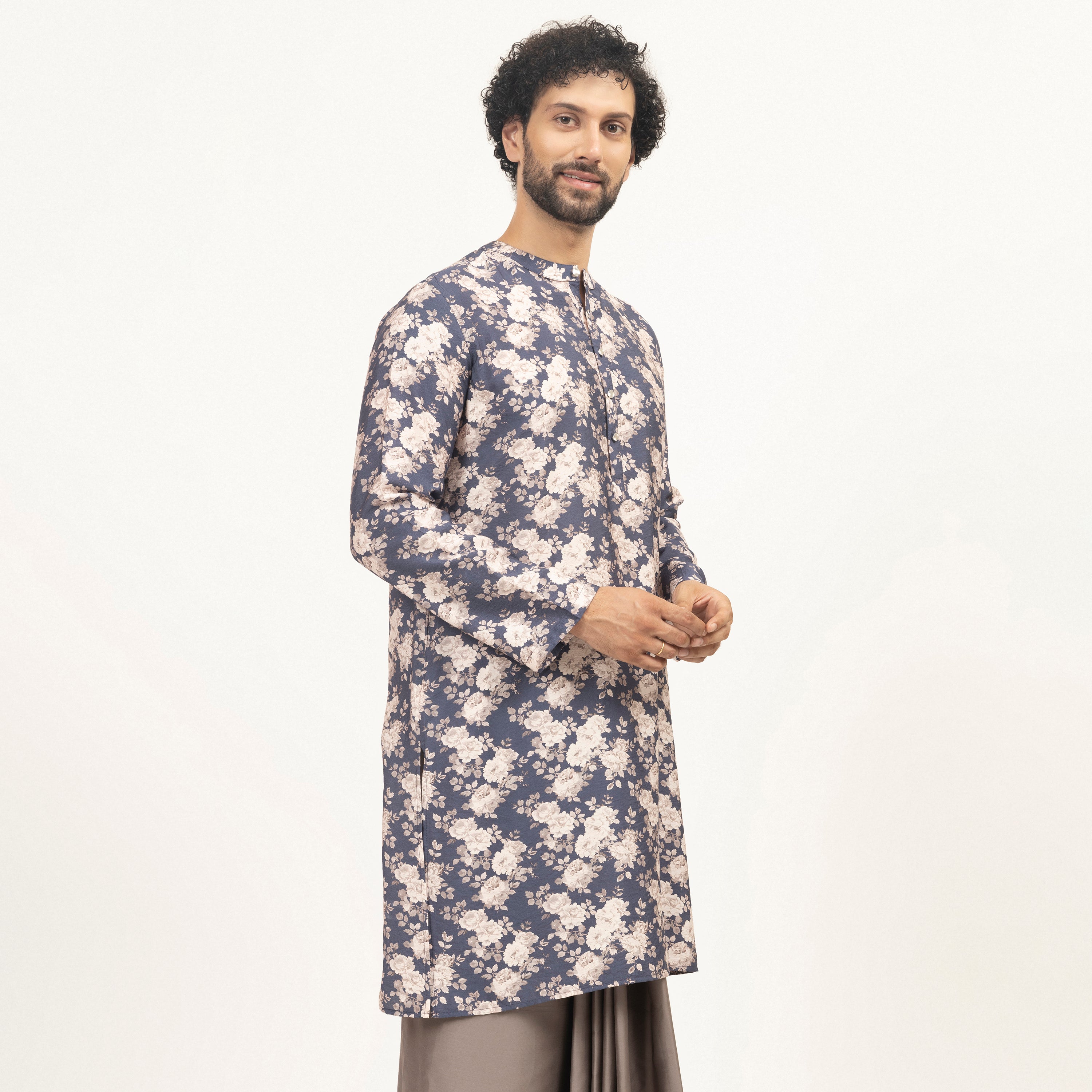 Blue Floral Printed Kurta