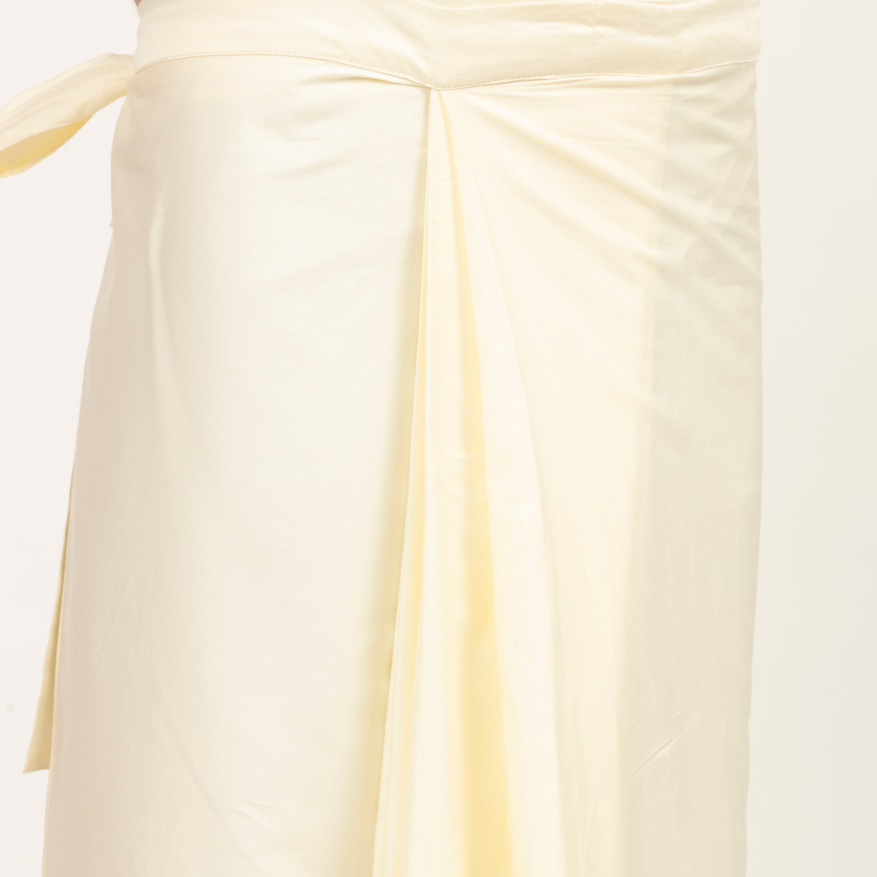 Off White Pre Pleated Wrap Dhoti for Men-3