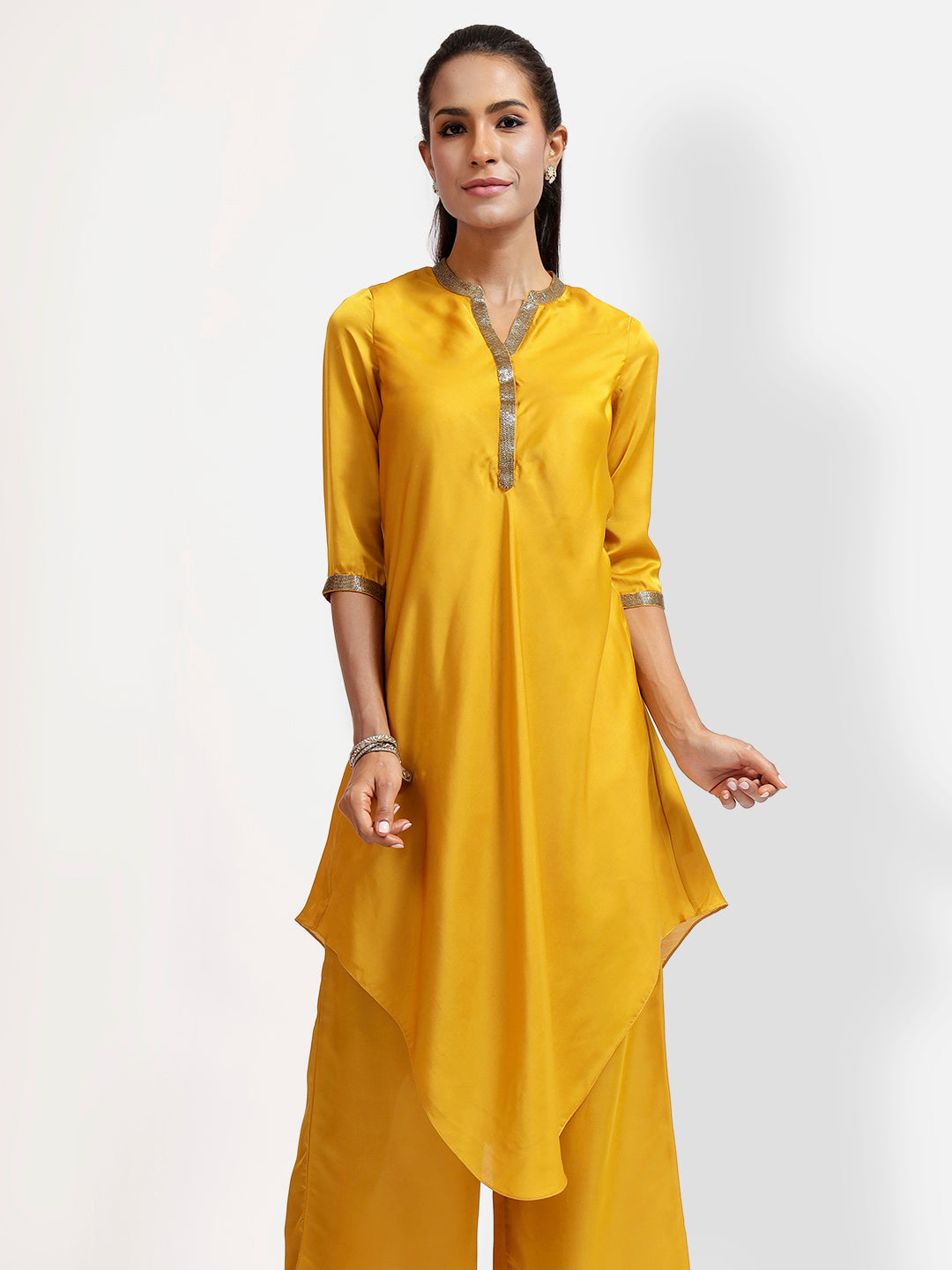 Yellow Tunic With Chinese Collar