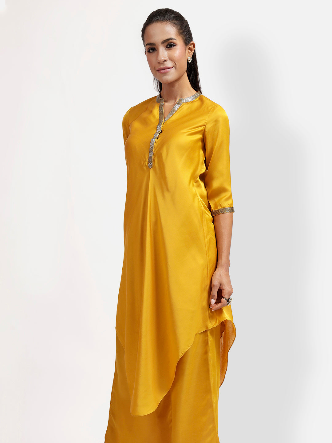 Yellow Tunic With Chinese Collar