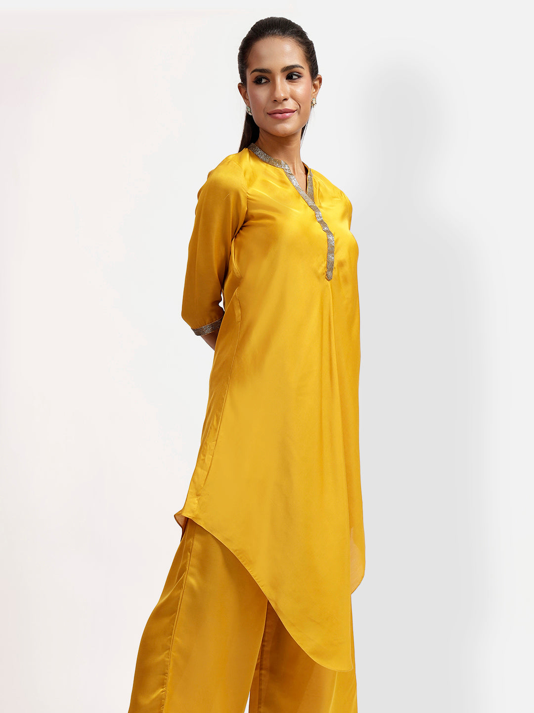 Yellow Tunic With Chinese Collar
