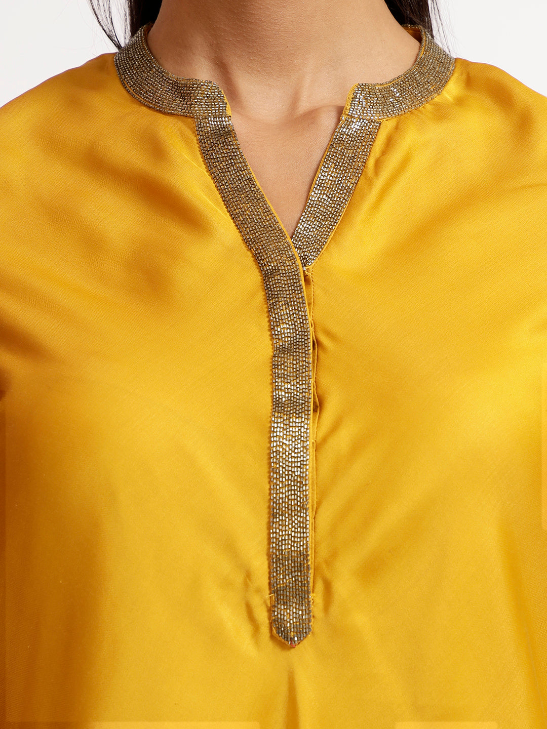 Yellow Tunic With Chinese Collar