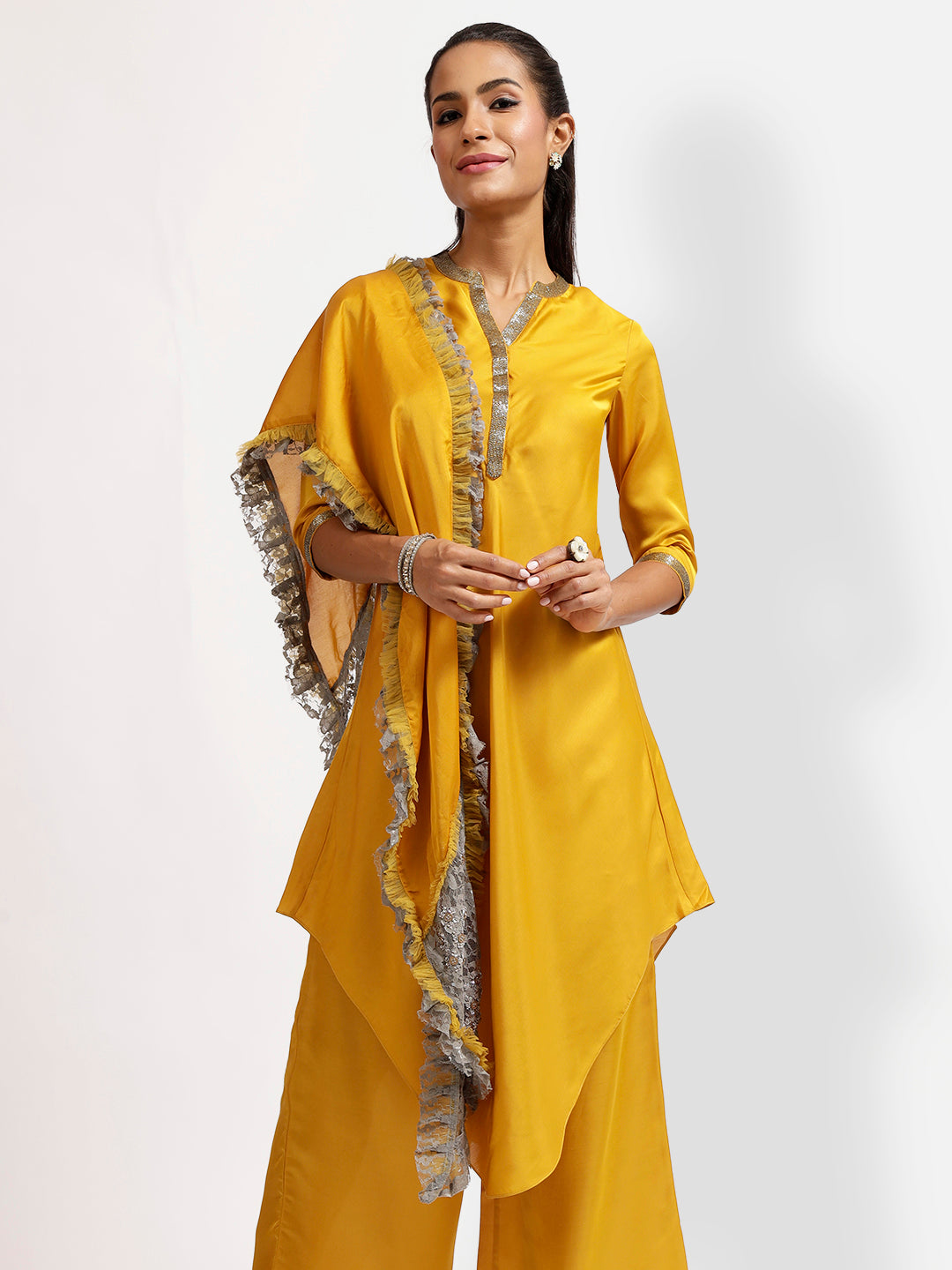 Yellow Tunic With Chinese Collar