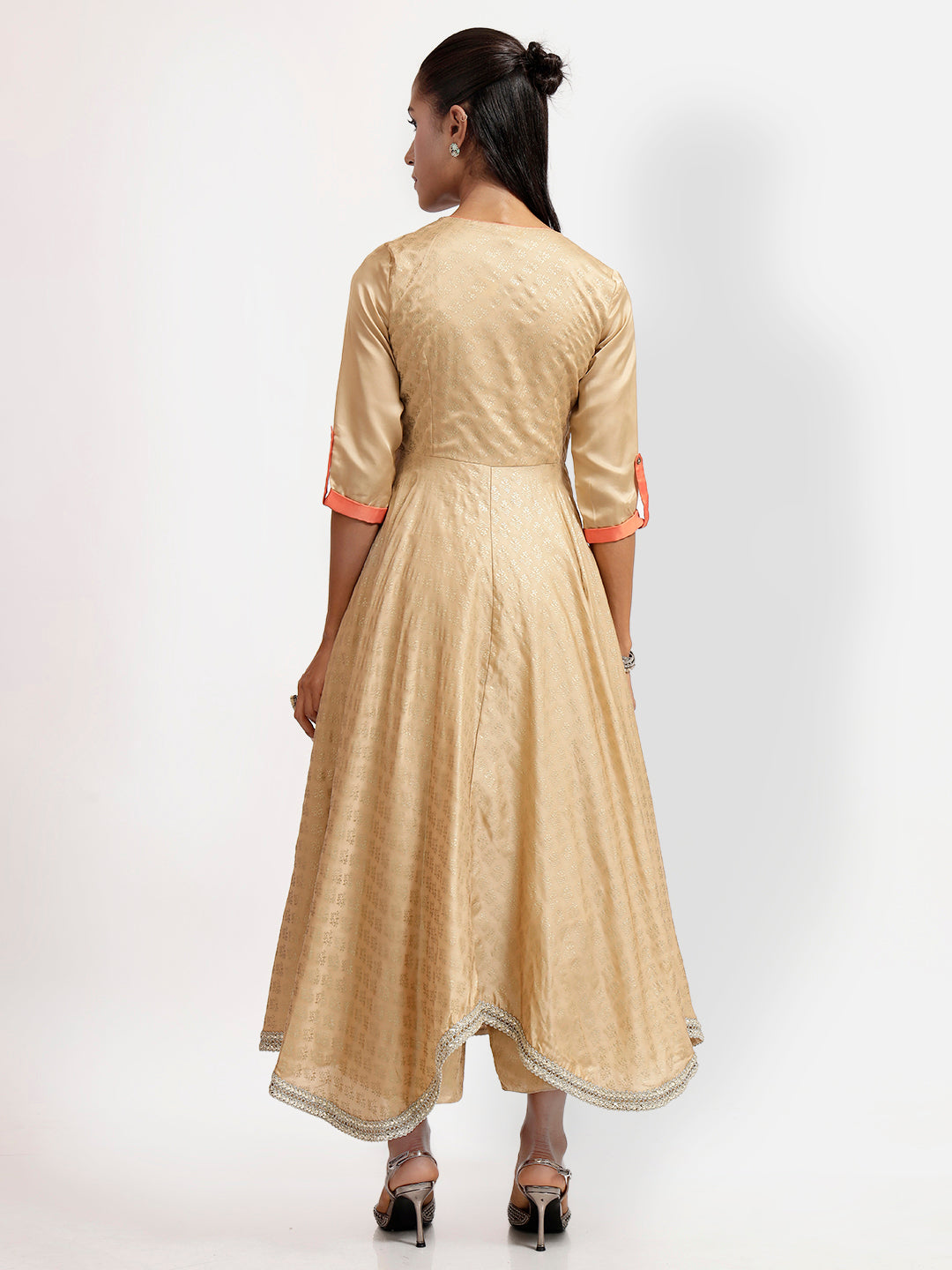 Beige Foil Print Angrakha