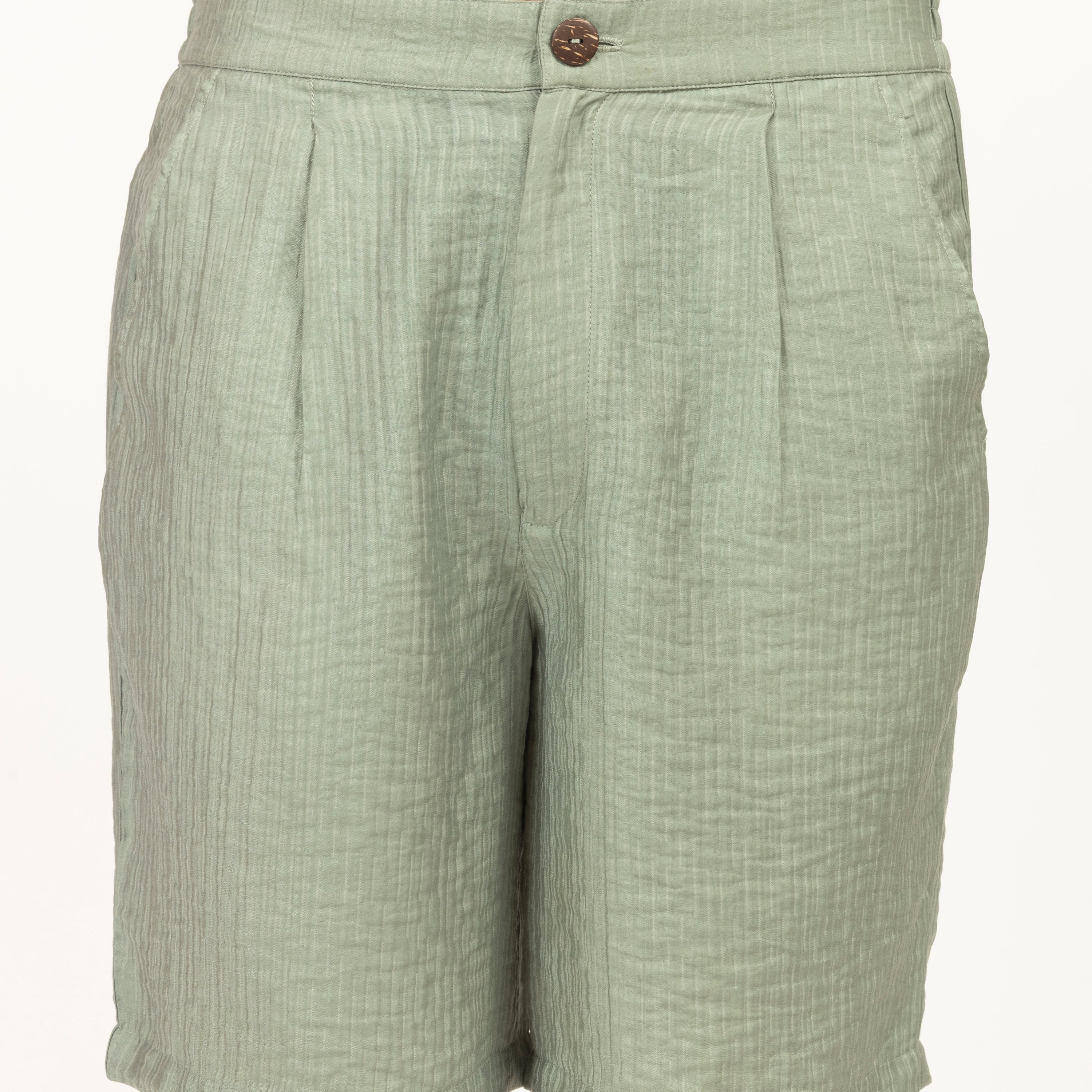 Green Double gauze Bermuda Shorts