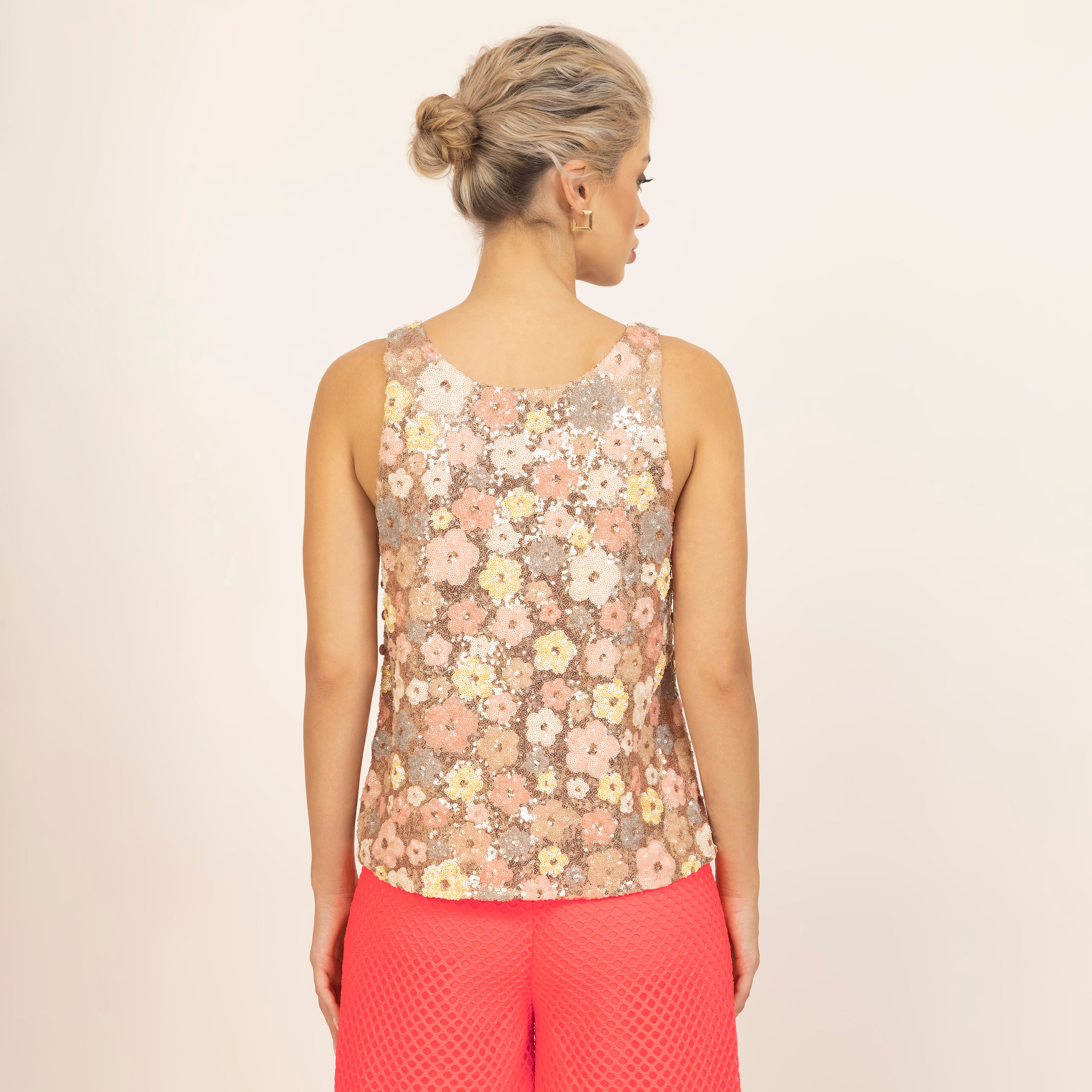 Peach A-Line Sequin Shrug with spaghetti