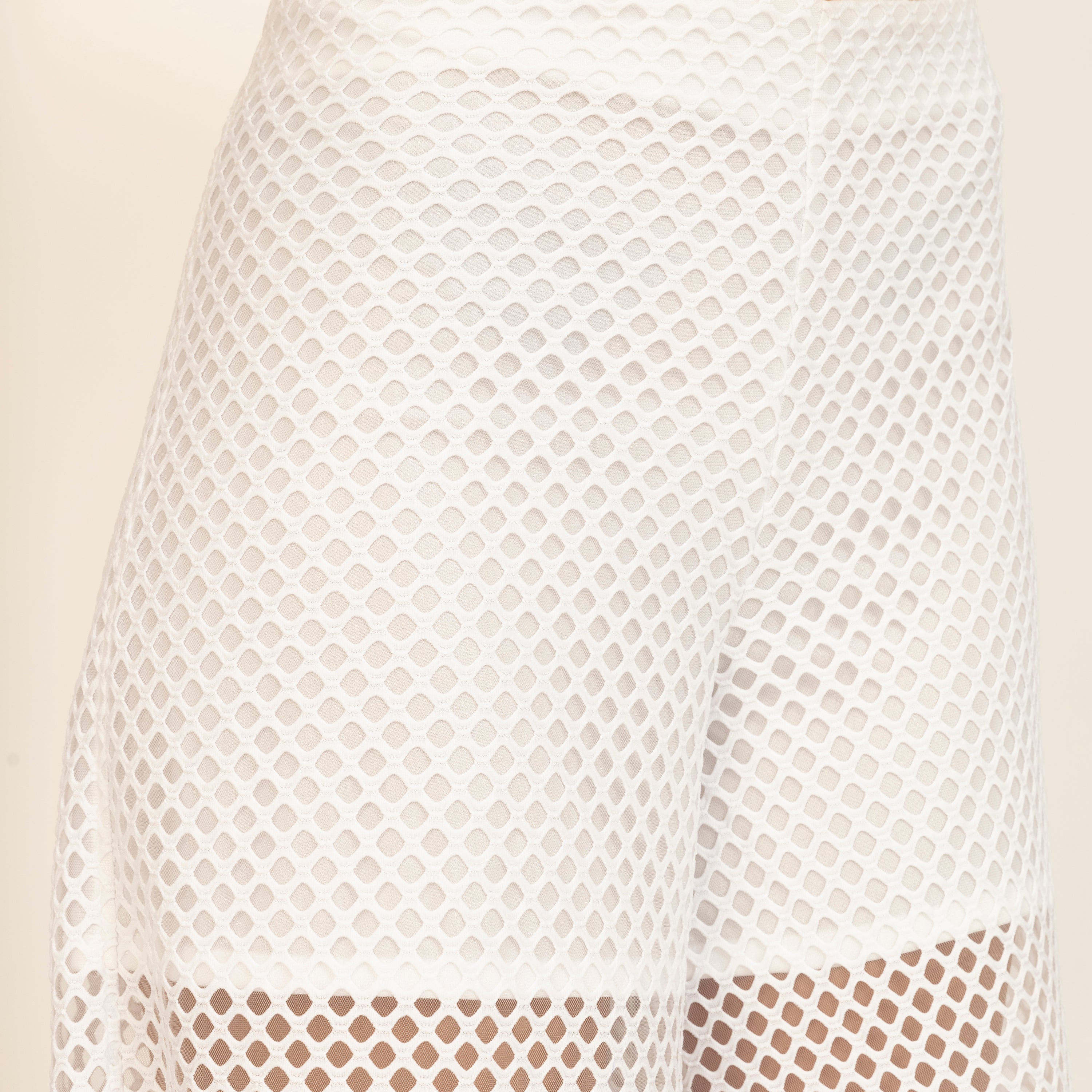 White Mesh Net Flared Palazzo