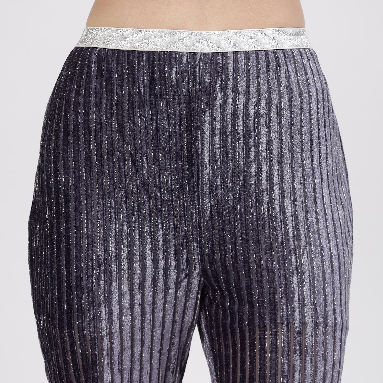 Grey Velvet Bell Bottom Plazzo