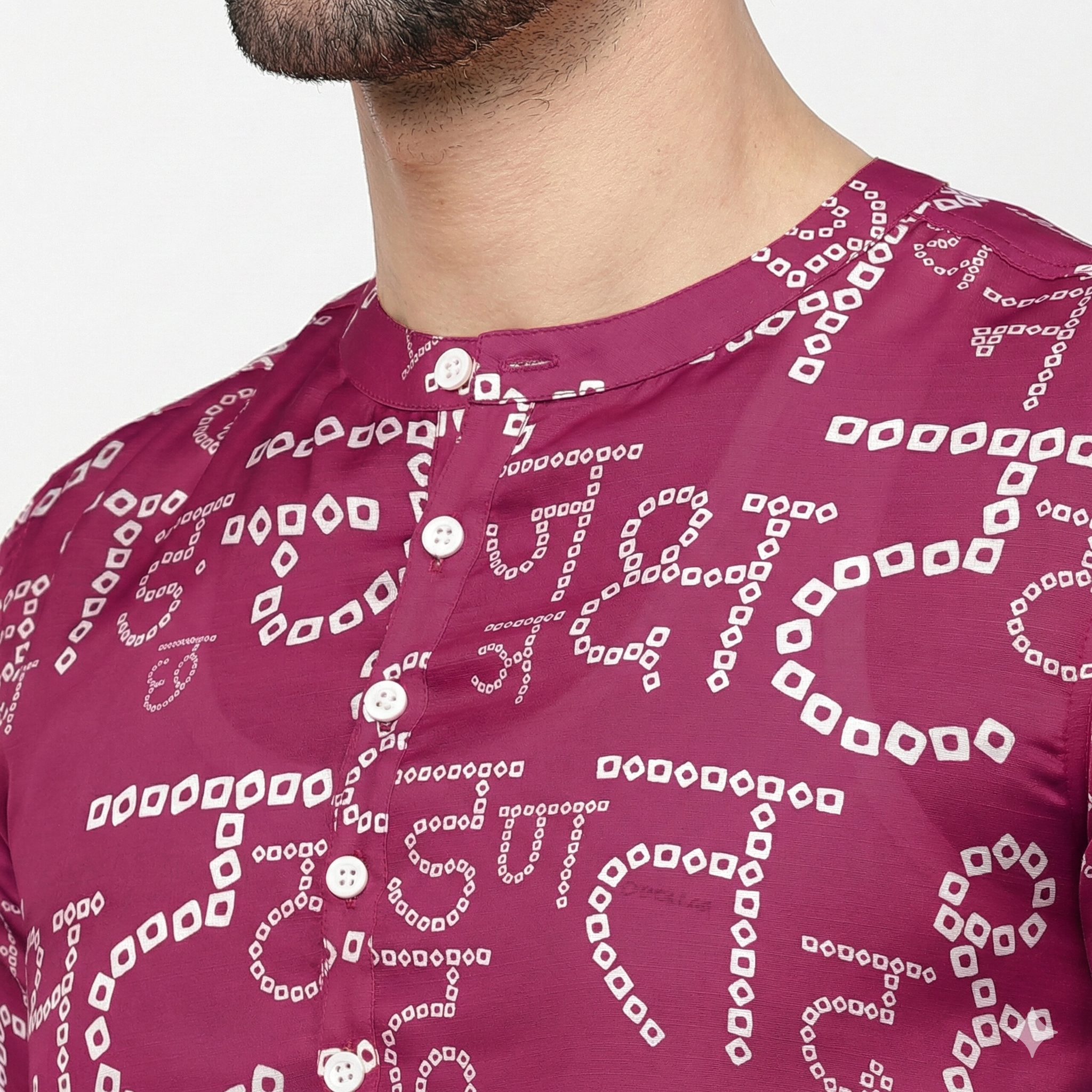 Purple Hindi Bandhni Satin Kurta