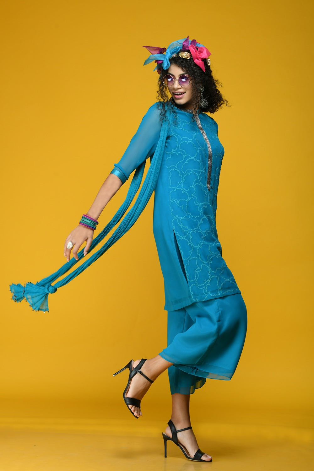 Buy Turquoise Georgette Tunic