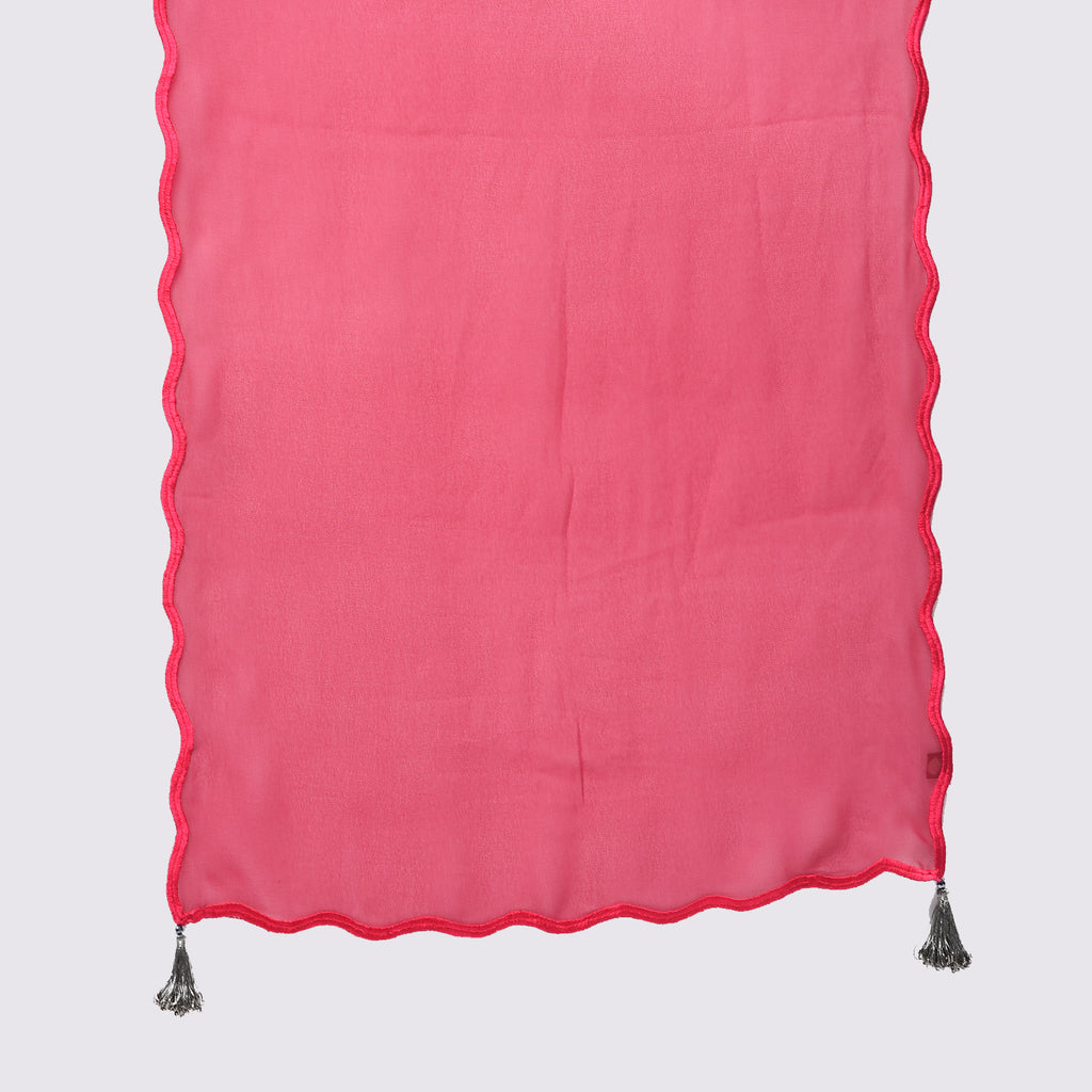 Pink Georgette Stole With Grey Cutdana Latkan