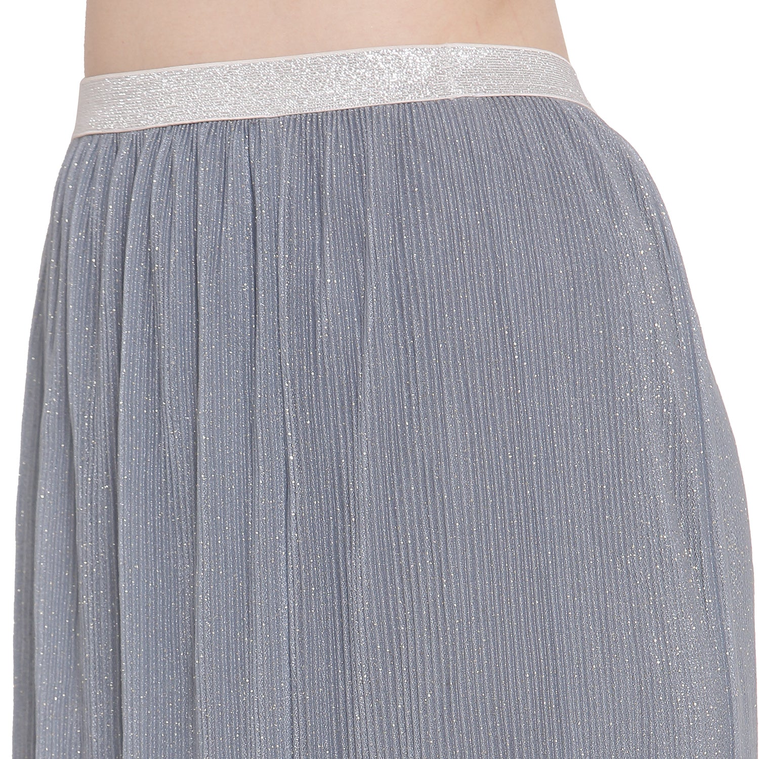 Grey Plisse Asymmetric Skirt