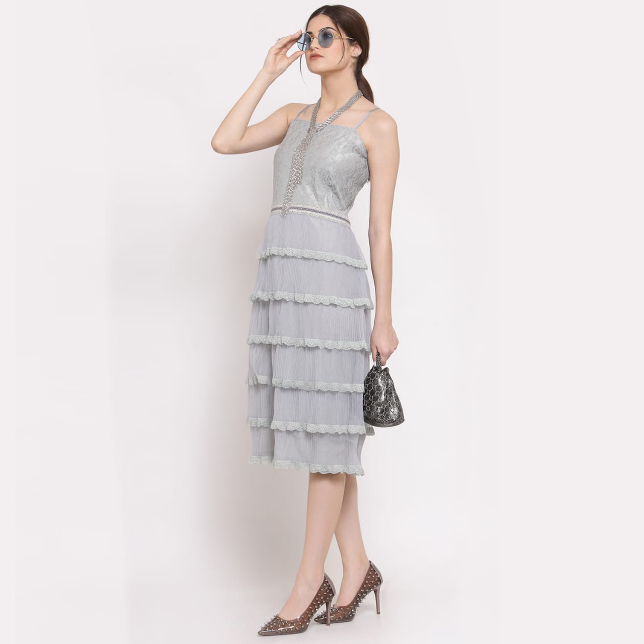 Buy Blue Net Frill Dresses for Women