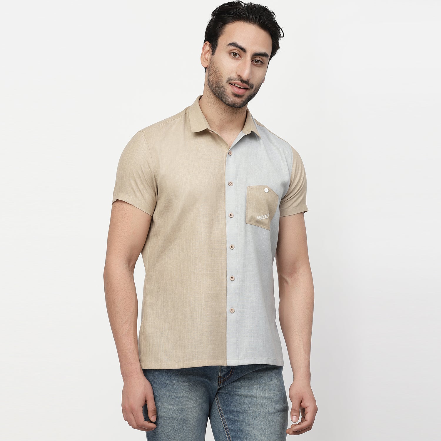 Inverted Pocket Linen Shirt for men