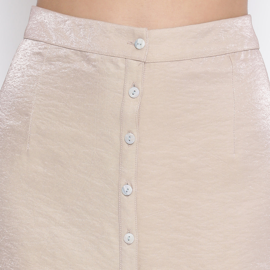 Beige skirt with scallop lace at hem