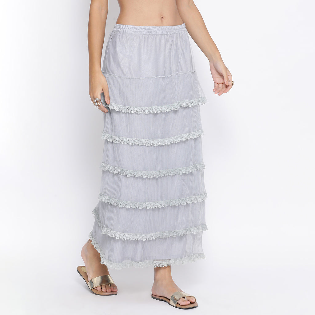 Light blue net frill skirt with lace