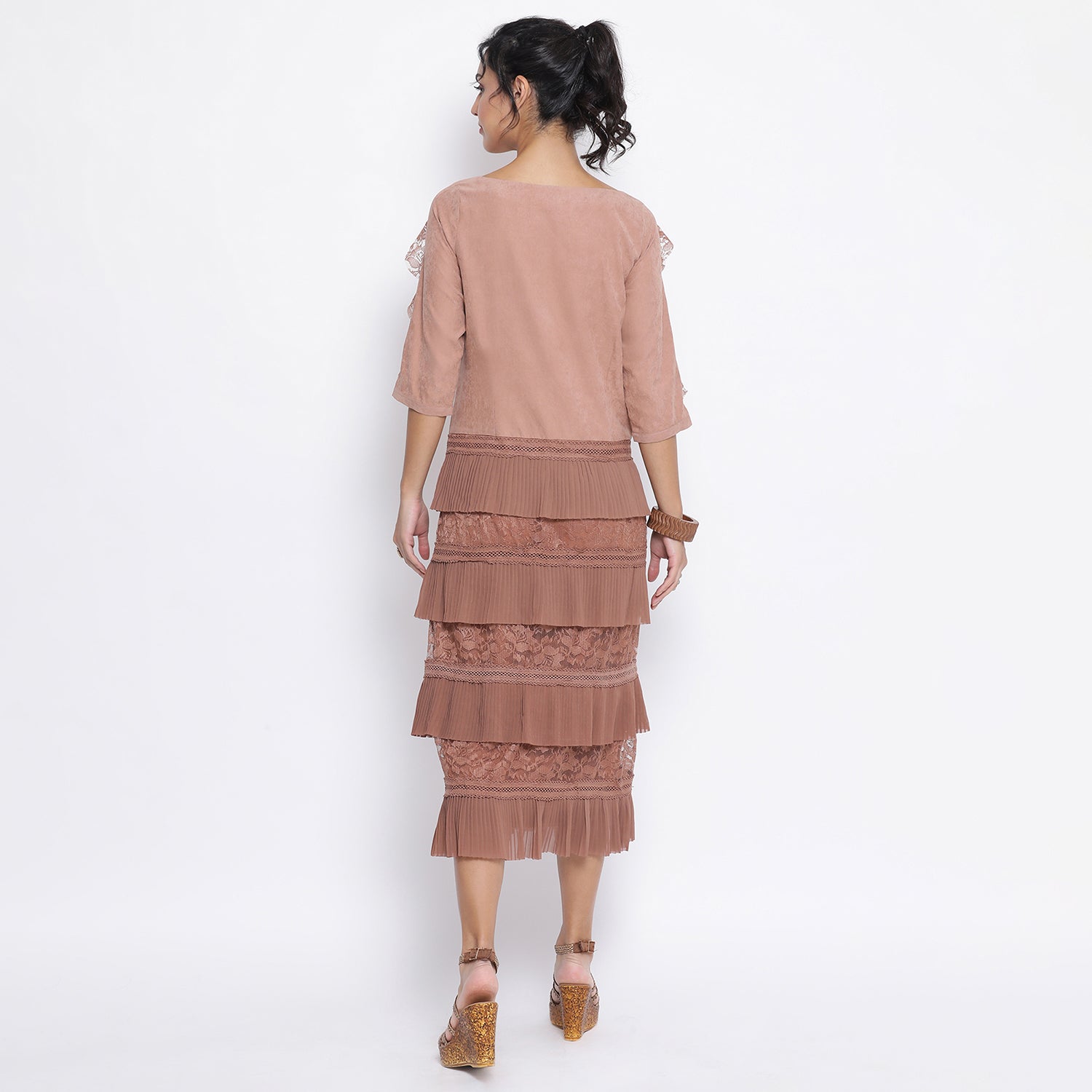 Rust Dress With Frill At Bottom