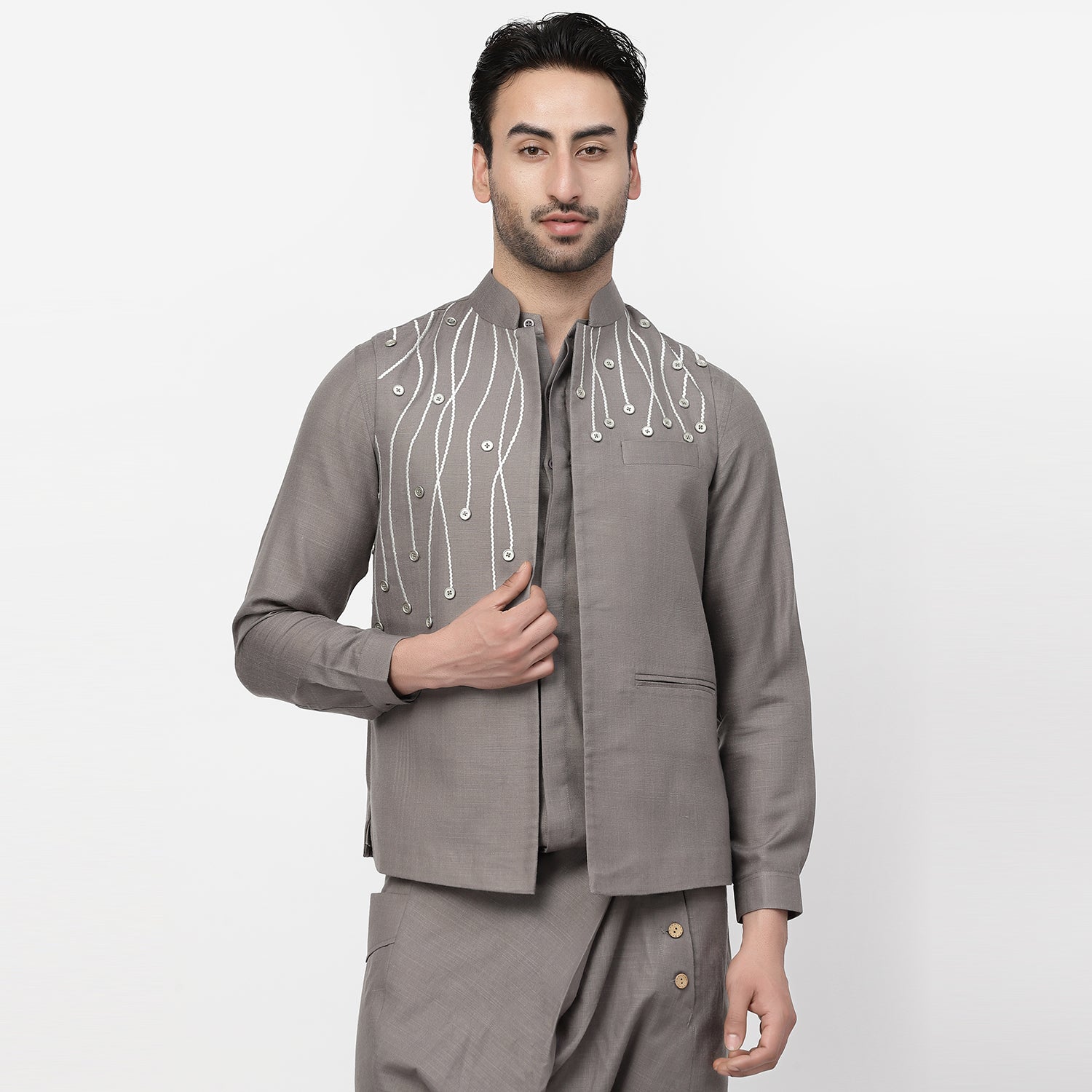 Linen Buttoned Jacket for Men