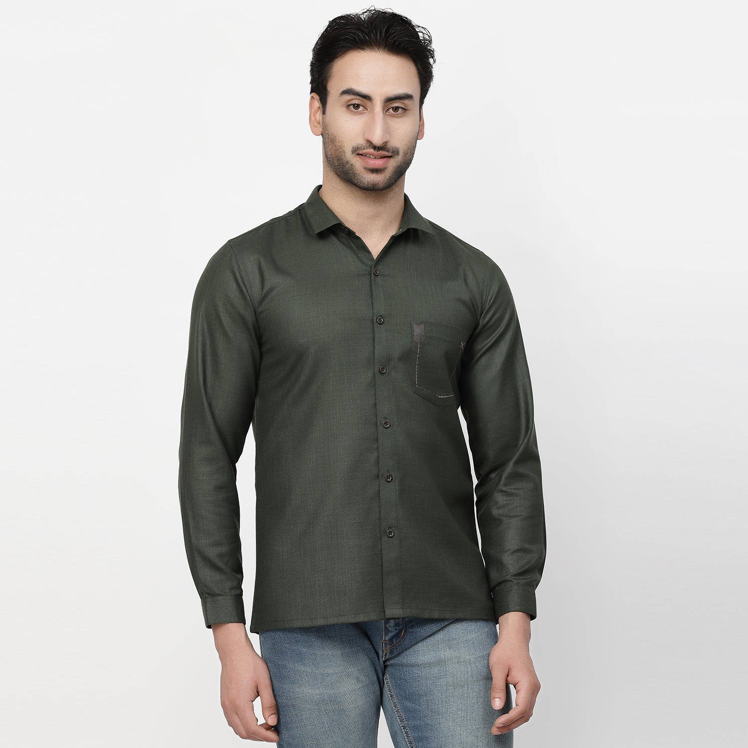 Linen Shirt With Pocket Details & Leather Patch, shirts for men, men shirts, designer shirts, stylish shirts, shirt design