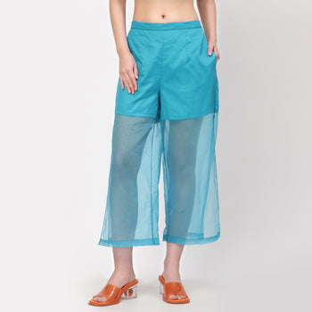 Turquoise Organza Plazzo