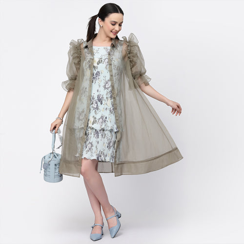 Organza Jacket With Puff Sleeves