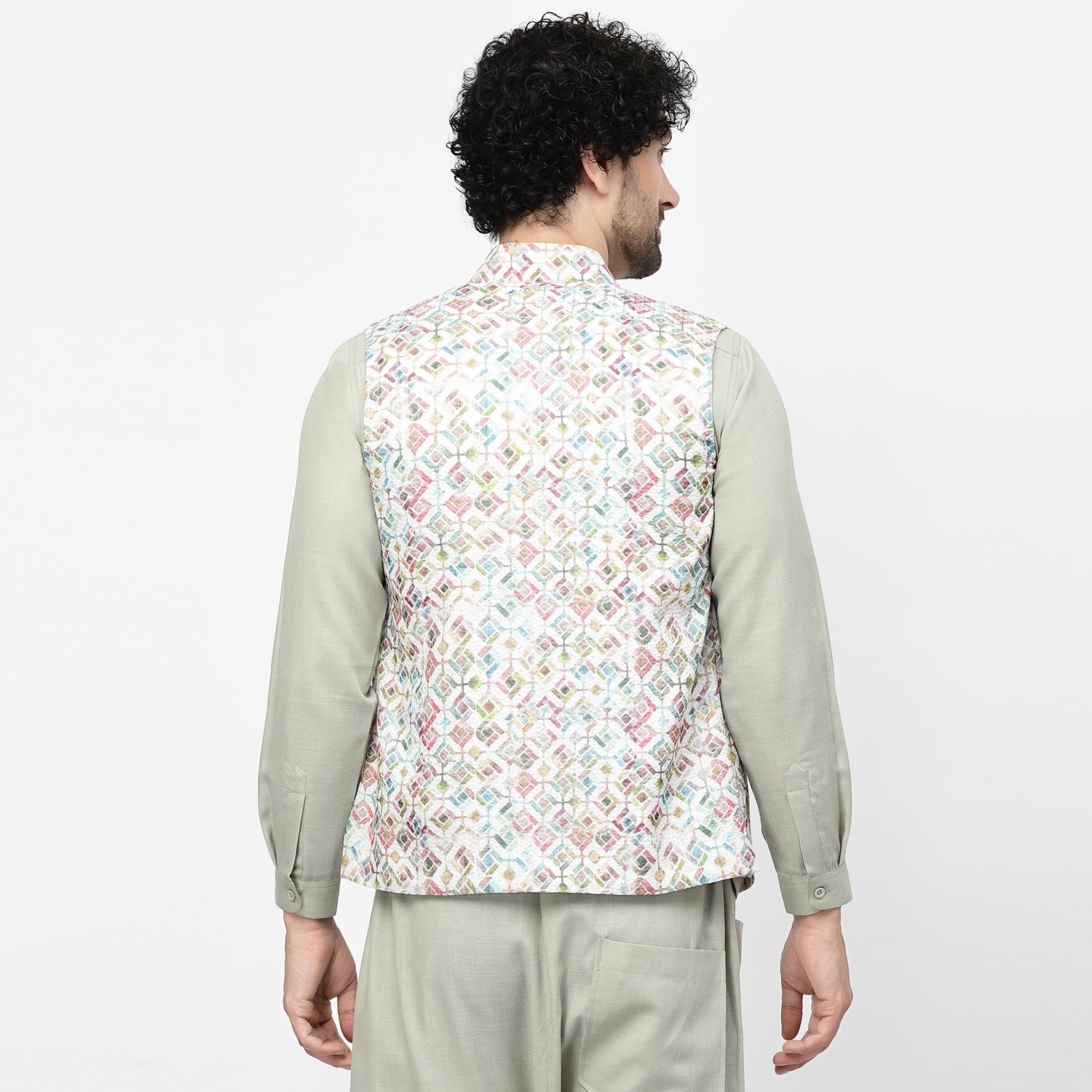 Square Print Embroidered Jacket