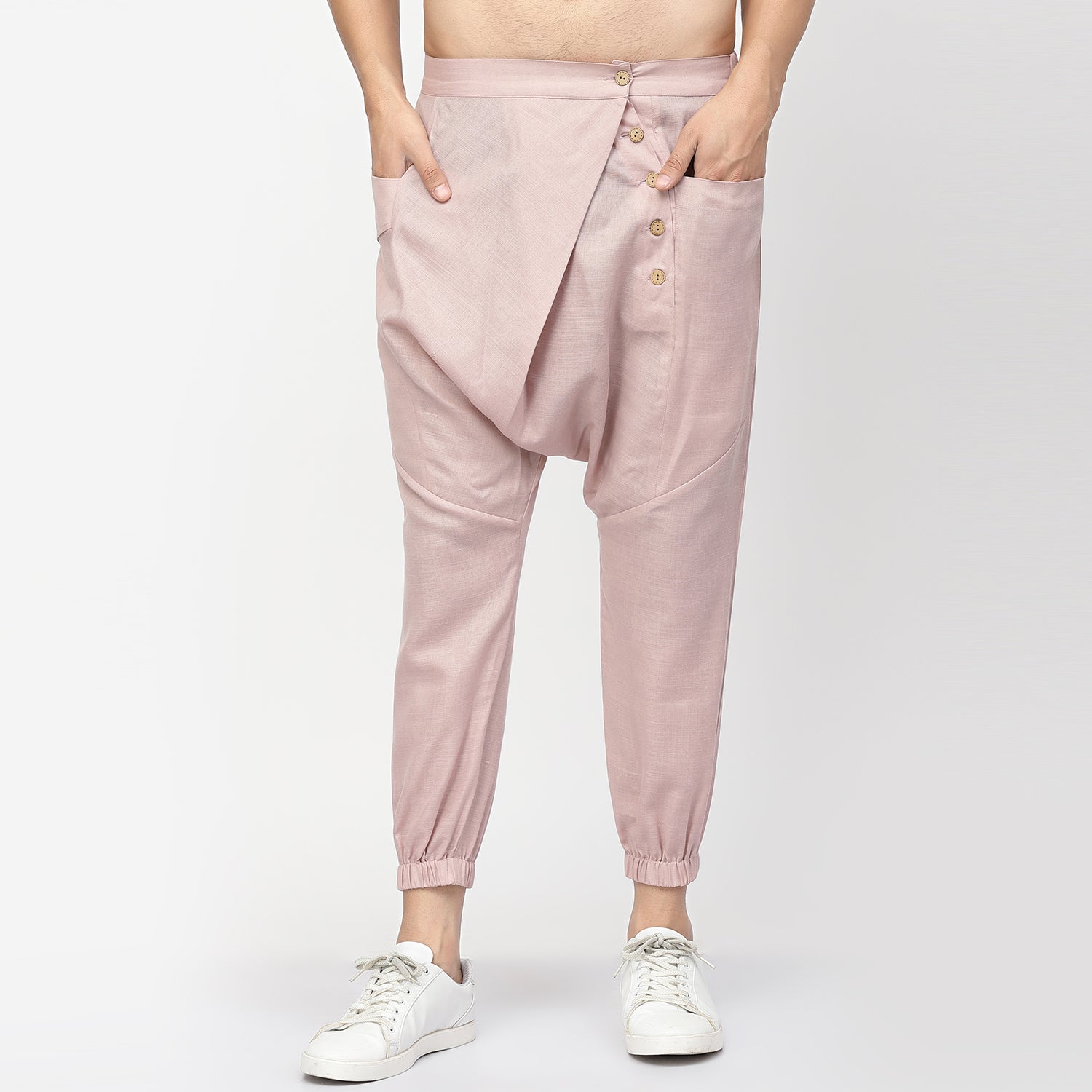 Pink Linen Harem Pant for Women