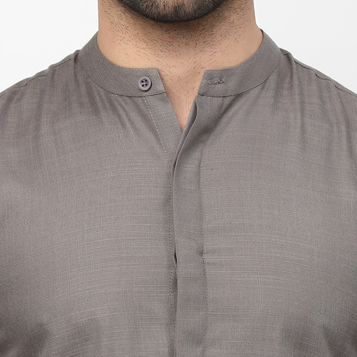 Linen Shirt With Mandarin Collar