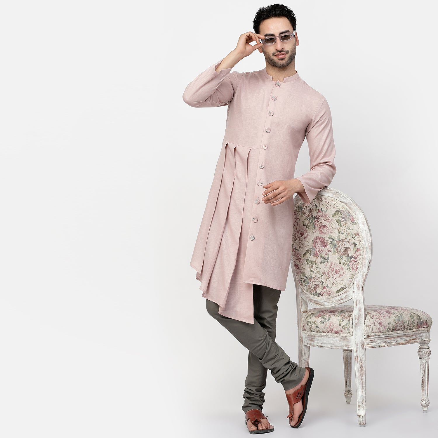 Pink Pleated Long kurta, men kurta ,designer kurta, Kurta design, kurta designs for men, men wear
