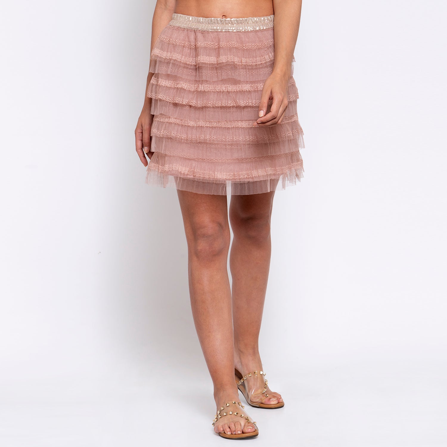 Buy Short Pink Layered Skirt for Women
