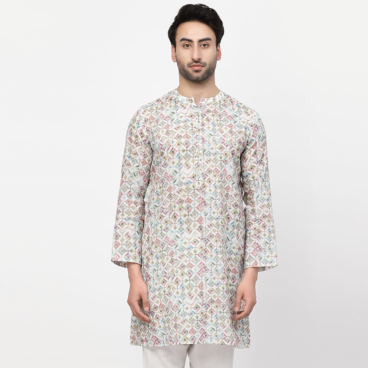 Square Print Long Kurta, men kurta ,designer kurta, Kurta design, kurta designs for men, men wear