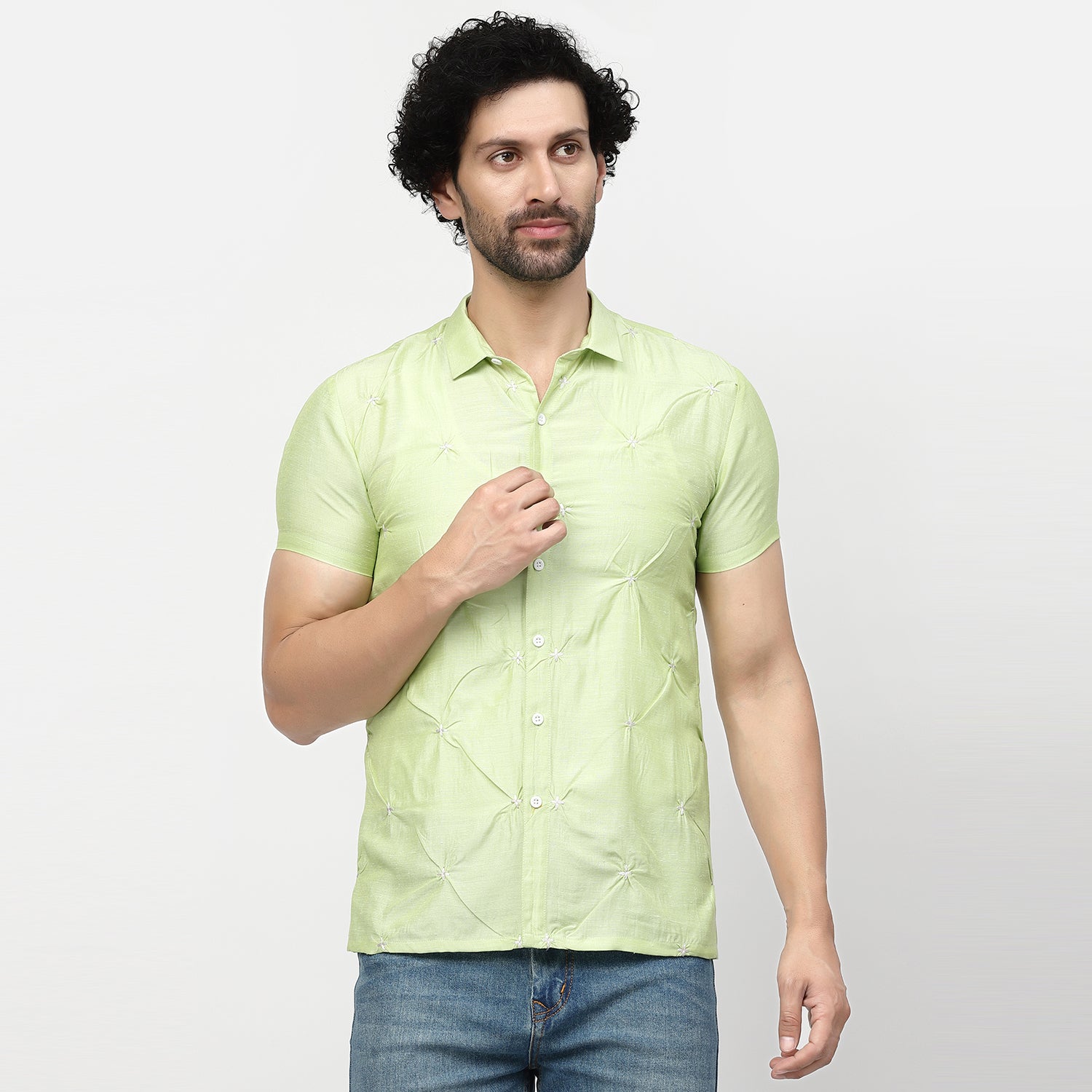 Twist Embroidery Modern Shirt for men
